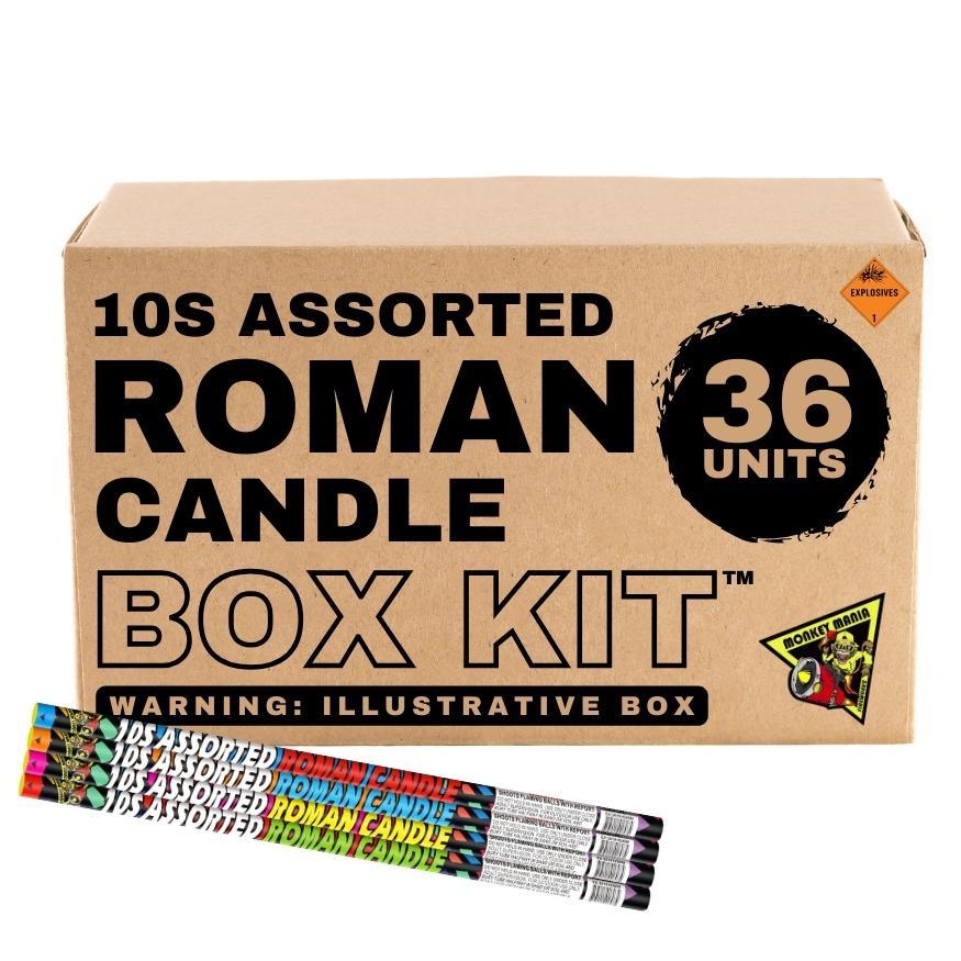 10S Assorted Roman Candle | 10 Shot Barrage Candle by Monkey Mania -Shop Online for Standard Candle at Elite Fireworks!