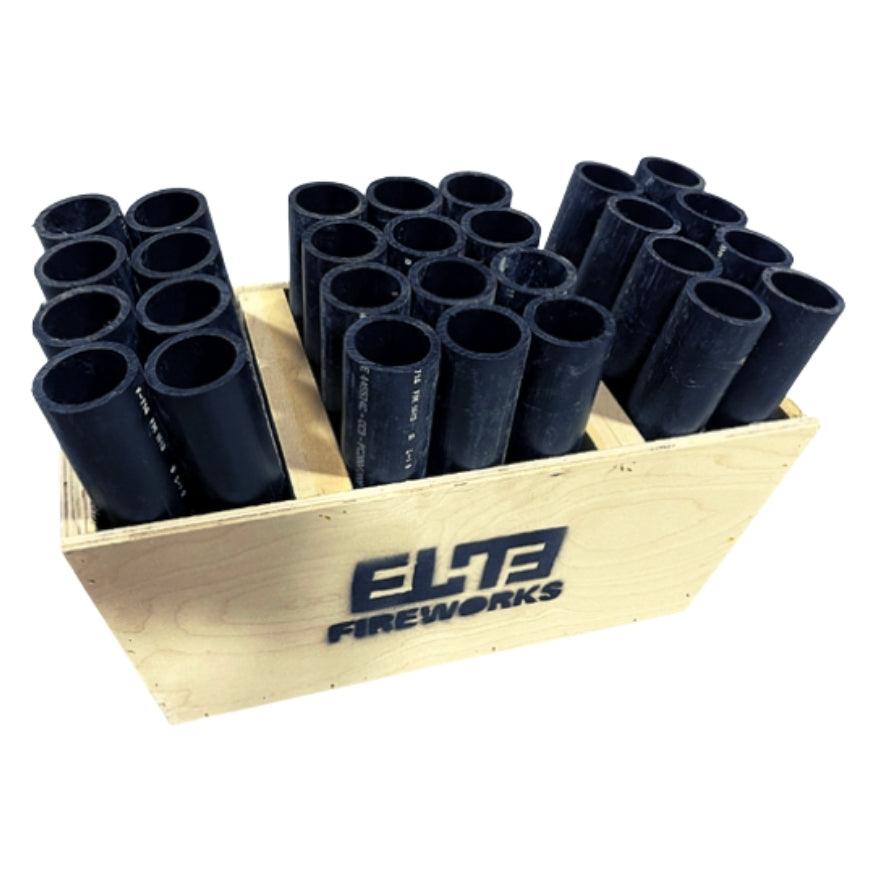 24 Shot Mortar Rack with 12” HDPE Tubes | Display Rack by Genetic -Shop Online for Large Pro Rack™ at Elite Fireworks!