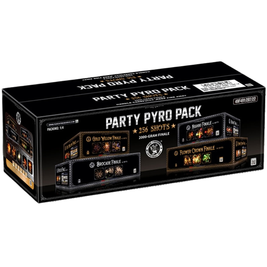 Party Pyro Pack | 256 Shot Box Kit™ - Nishiki Finale - Gold Willow Finale - Brocade Finale - Flower Crown Finale