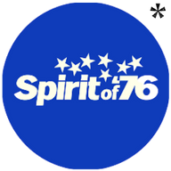 Spirit of 76 Fireworks brand logo with seven white American stars on a blue background. Shop online Spirit of 76 Fireworks at Elite Fireworks. We ship Spirit of 76 Fireworks by the case straight to your door.