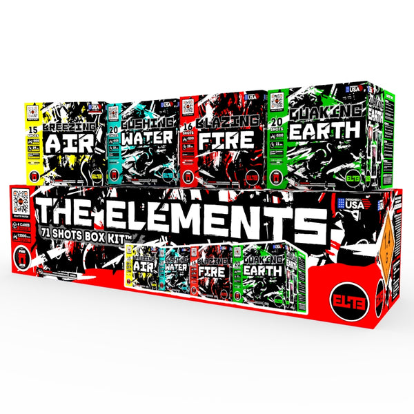 The Elements™  | 71 Shot Box Kit™ - Blazing Fire™ - Breezing Air™ - Gushing Water™ - Quaking Earth™