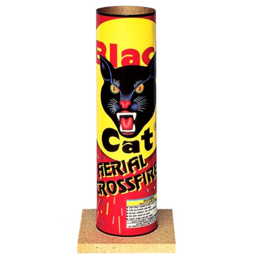 Aerial Crossfire | 11 Break Pre-Loaded Shell by Black Cat Fireworks -Shop Online for Large Night Shell at Elite Fireworks!