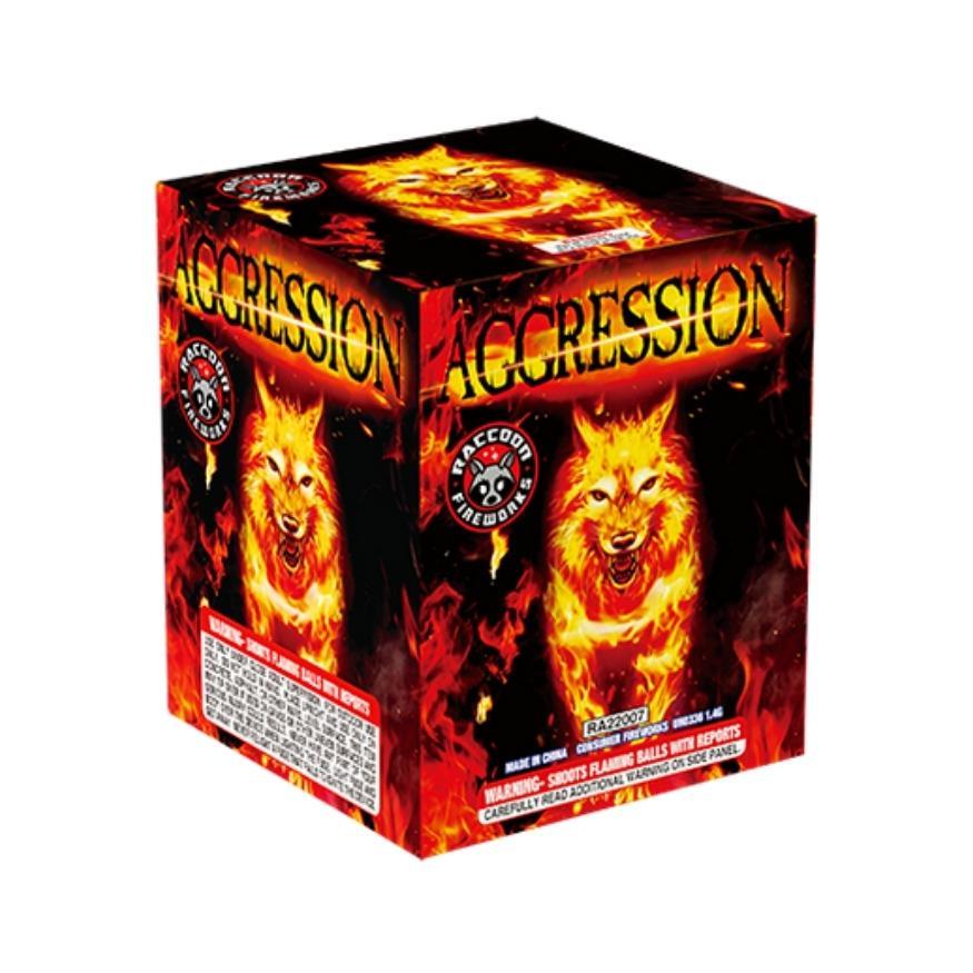 Aggression | 25 Shot Aerial Repeater by Raccoon Fireworks -Shop Online for Standard Cake at Elite Fireworks!
