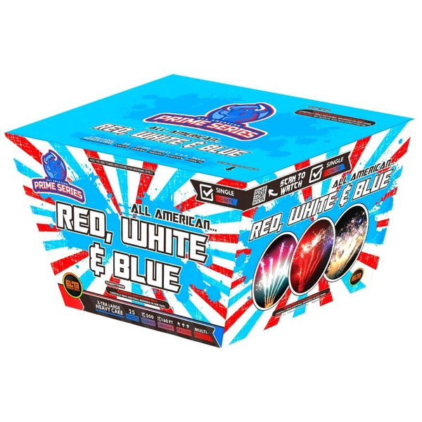 All American Finale Box™｜70 Shot Box Kit™ - Dream Chaser™ - Freedom Boom!™ - Red, White & Blue by American Pro Series® -Shop Online for X-tra Large Cake™ at Elite Fireworks!