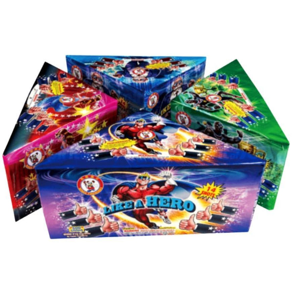 Amped Up! | 56 Shot Box Kit™ - Like a Boss - Like a Champ - Like a Hero - Like a Star by Winda Fireworks -Shop Online for X-tra Large Cake™ at Elite Fireworks!