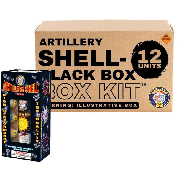 Artillery Shell - Black Box | 6 Break Artillery Shell by Brothers Pyrotechnics -Shop Online for Standard Ball Kit™ at Elite Fireworks!