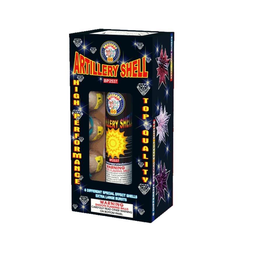 Artillery Shell - Black Box | 6 Break Artillery Shell by Brothers Pyrotechnics -Shop Online for Standard Ball Kit™ at Elite Fireworks!