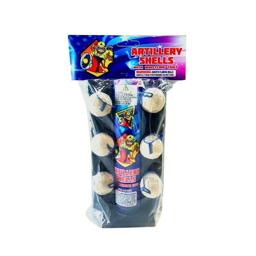 Artillery Shells with Whistling Tails | 6 Break Artillery Shell by Monkey Mania -Shop Online for Standard Ball Kit™ at Elite Fireworks!