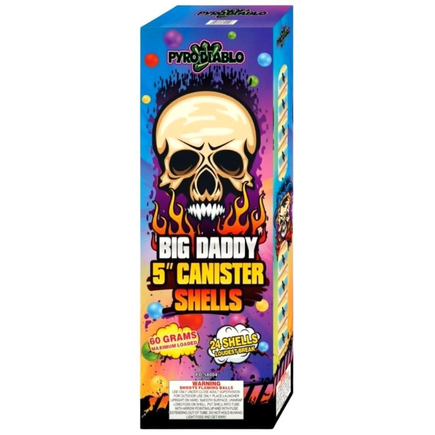 Big Daddy 5" Canister Shells | 24 Break Artillery Shell by Pyro Diablo -Shop Online for X-tra Large Canister Kit™ at Elite Fireworks!