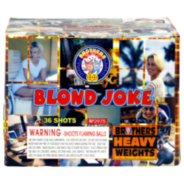 Blond Joke | 36 Shot Aerial Repeater by Brothers Pyrotechnics -Shop Online for X-tra Large Cake™ at Elite Fireworks!