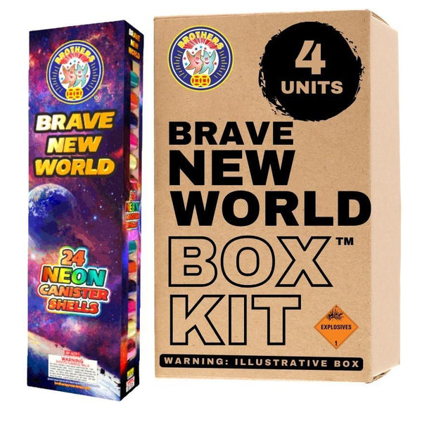 Brave New World | 24 Break Artillery Shell by Brothers Pyrotechnics -Shop Online for X-tra Large Canister Kit™ at Elite Fireworks!