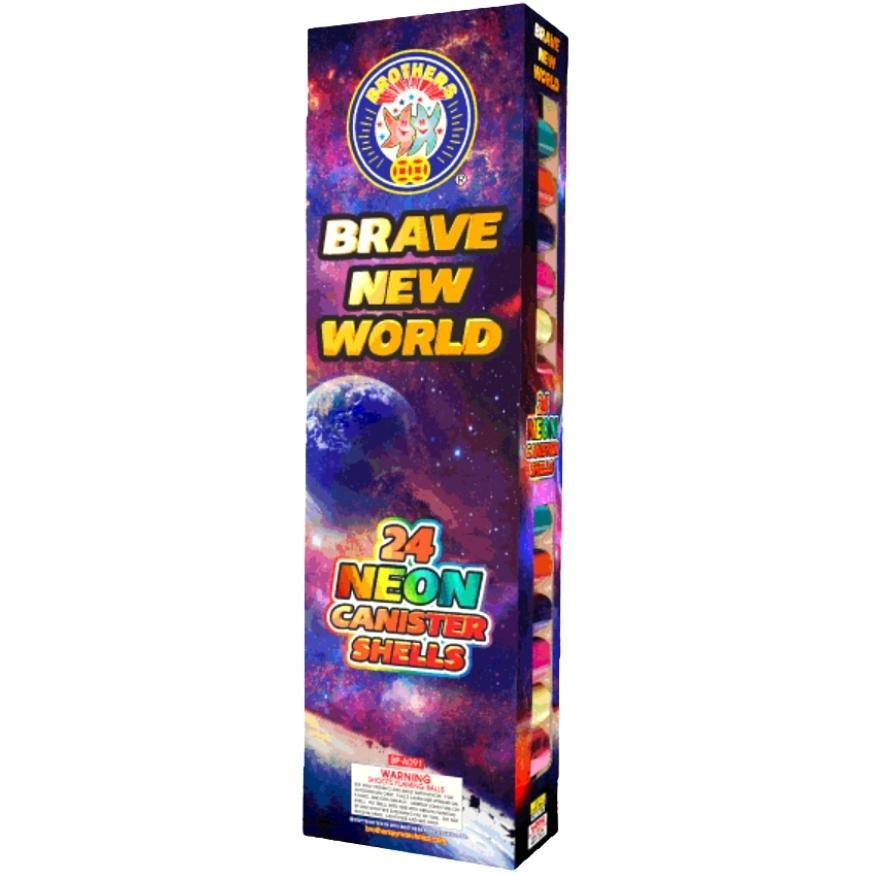 Brave New World | 24 Break Artillery Shell by Brothers Pyrotechnics -Shop Online for X-tra Large Canister Kit™ at Elite Fireworks!