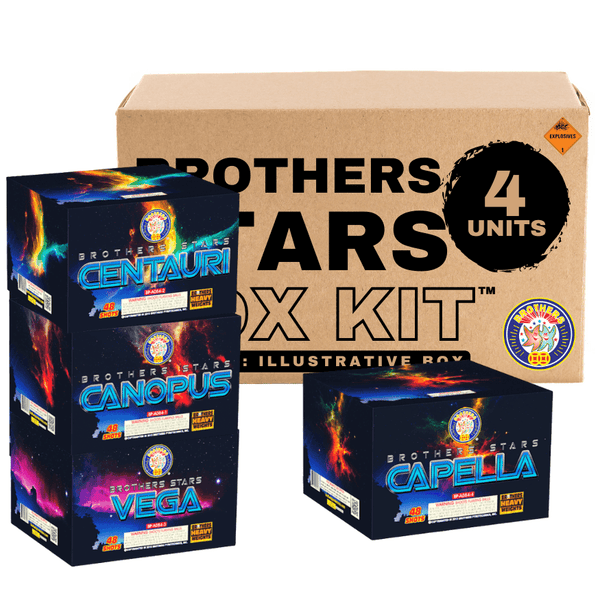 Brothers Stars | 192 Shot Box Kit™ - Canopus - Capella - Centauri - Vega by Brothers Pyrotechnics -Shop Online for X-tra Large Cake™ at Elite Fireworks!