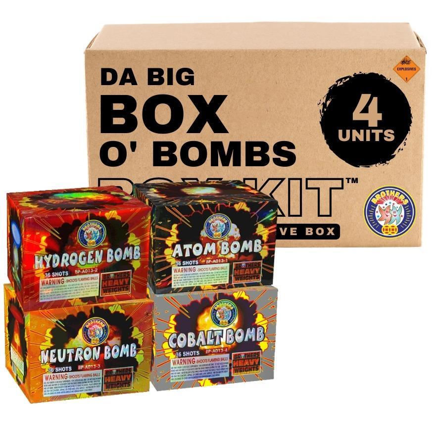 Da Big Box O' Bombs | 144 Shot Box Kit™ - Atom Bomb - Cobalt Bomb - Neutron Bomb - Hydrogen Bomb by Brothers Pyrotechnics -Shop Online for X-tra Large Cake™ at Elite Fireworks!