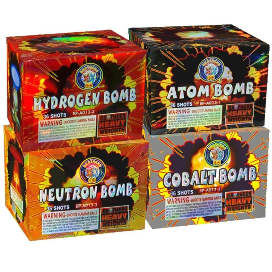 Da Big Box O' Bombs | 144 Shot Box Kit™ - Atom Bomb - Cobalt Bomb - Neutron Bomb - Hydrogen Bomb by Brothers Pyrotechnics -Shop Online for X-tra Large Cake™ at Elite Fireworks!