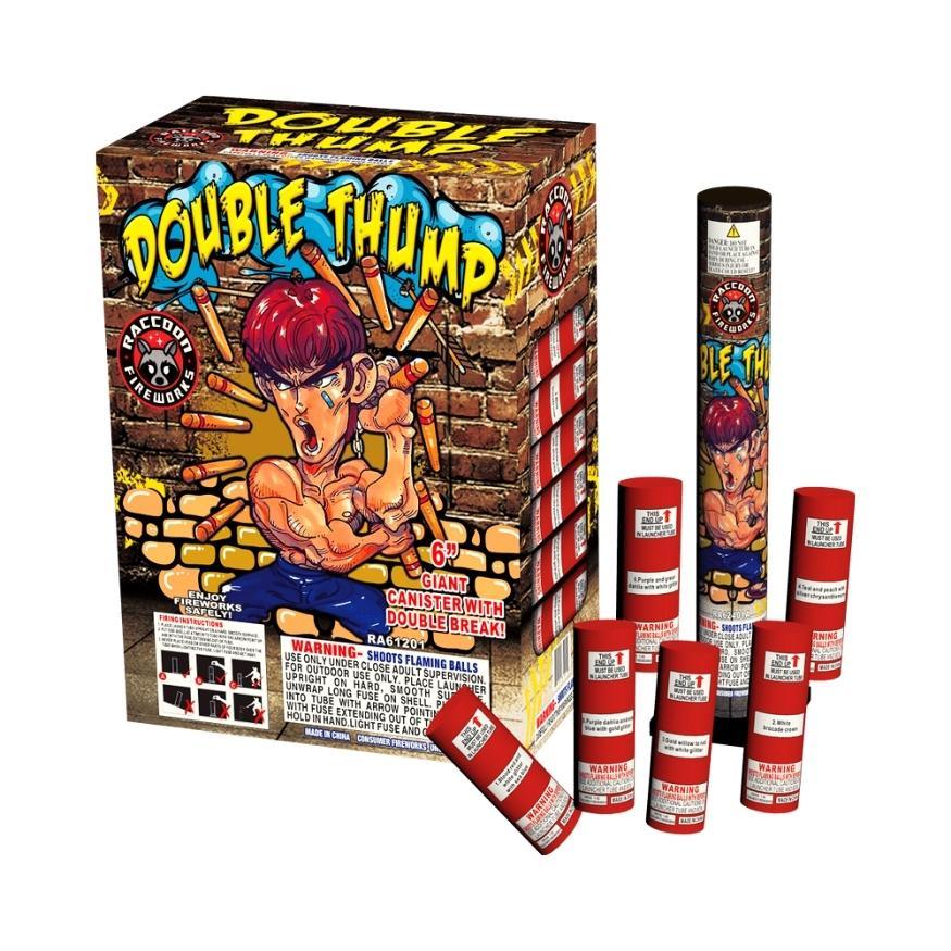 Double Thump | 24 Break Artillery Shell by Raccoon Fireworks -Shop Online for XX-tra Large Canister Kit™ at Elite Fireworks!