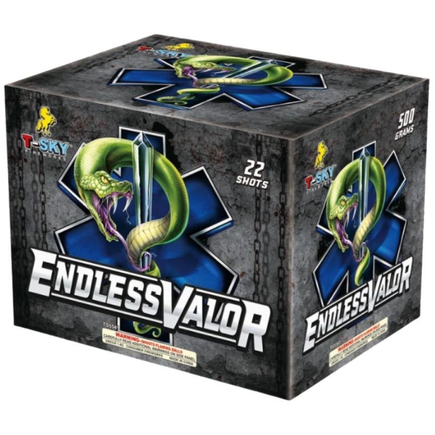 Endless Valor | 22 Shot Aerial Repeater by T-Sky Fireworks -Shop Online for X-tra Large Cake™ at Elite Fireworks!