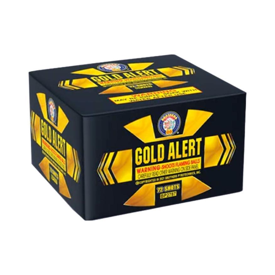Gold Alert | 72 Shot Aerial Repeater by Brothers Pyrotechnics -Shop Online for Standard Cake at Elite Fireworks!