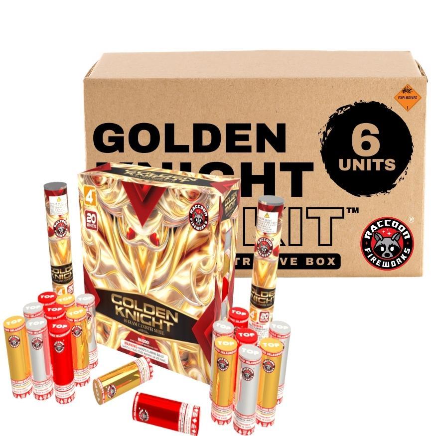 Golden Knight | 20 Break Artillery Shell by Raccoon Fireworks -Shop Online for Large Canister Kit™ at Elite Fireworks!