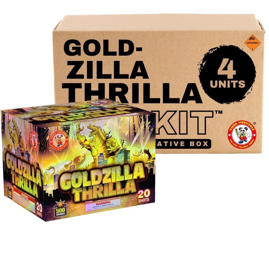 Goldzilla Thrilla | 20 Shot Aerial Repeater by Winda Fireworks -Shop Online for X-tra Large Cake™ at Elite Fireworks!
