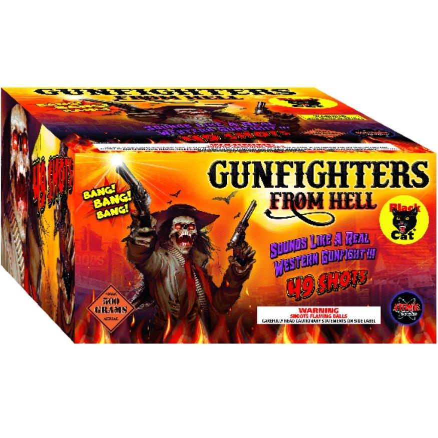Gunfighters From Hell | 49 Shot Aerial Repeater by Black Cat Fireworks -Shop Online for X-tra Large Cake™ at Elite Fireworks!