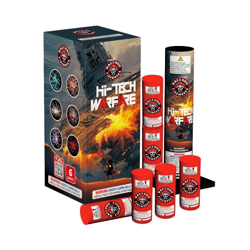 Hi-Tech Warefare | 6 Break Artillery Shell by Raccoon Fireworks -Shop Online for X-tra Large Canister Kit™ at Elite Fireworks!