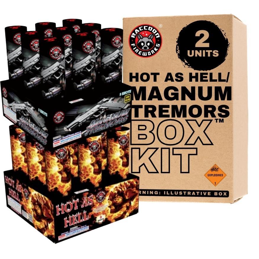 Hot As Hell - Cracklelicious - Magnum Tremors | NOAB Set with Variable Box Kit™ Options by Raccoon Fireworks -Shop Online for NOAB Cake at Elite Fireworks!
