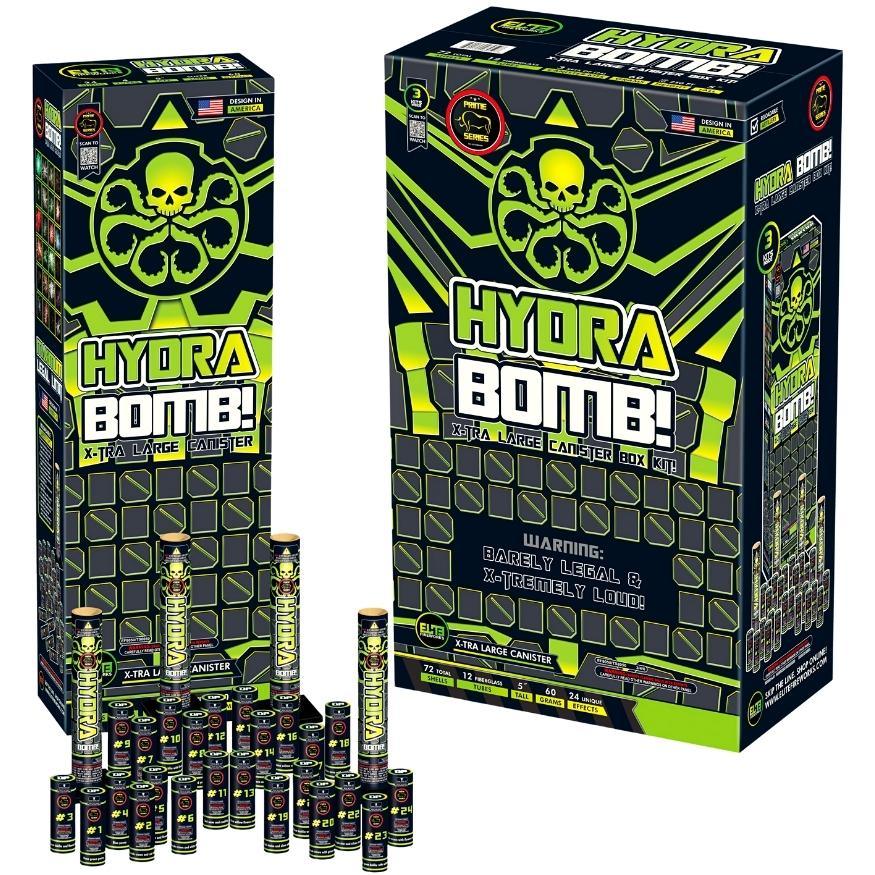 Hydra Bomb™ | 24 Break Artillery Shell by Prime Series® -Shop Online for X-tra Large Canister Kit™ at Elite Fireworks!