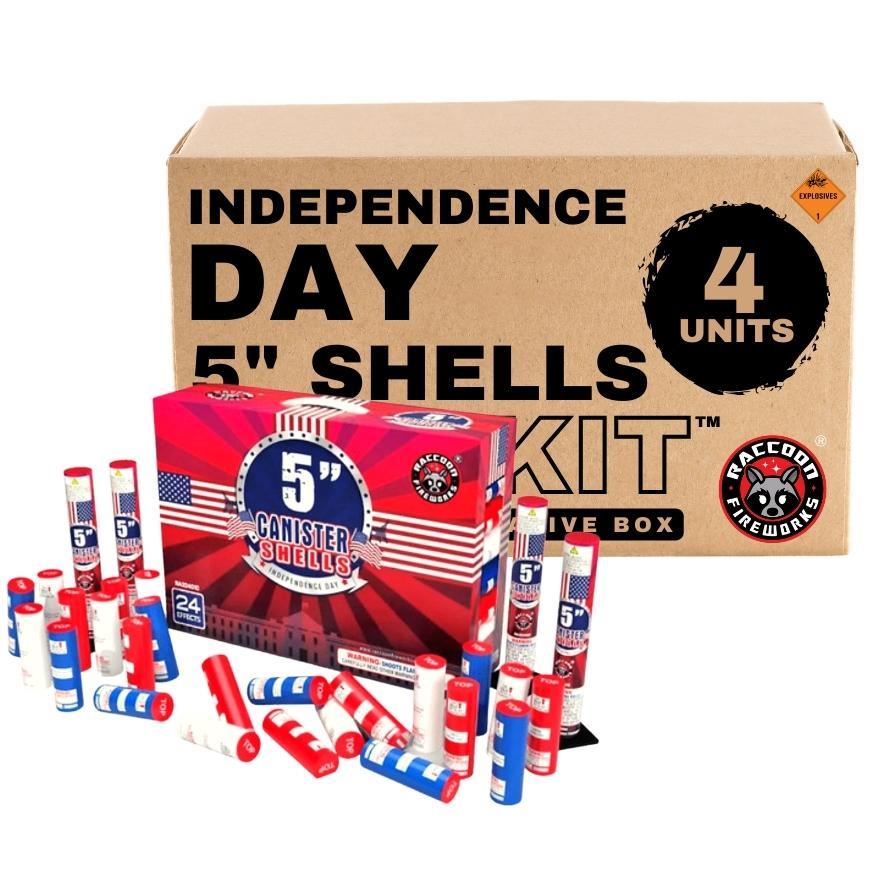 Independence Day | 24 Break Artillery Shell by Raccoon Fireworks -Shop Online for X-tra Large Canister Kit™ at Elite Fireworks!