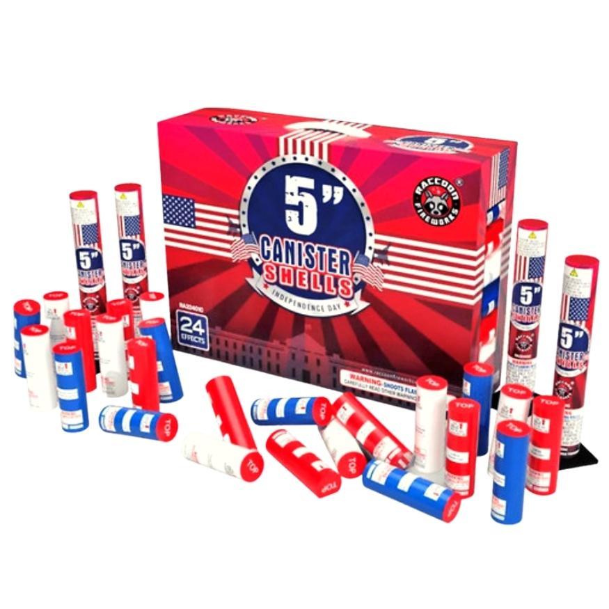 Independence Day | 24 Break Artillery Shell by Raccoon Fireworks -Shop Online for X-tra Large Canister Kit™ at Elite Fireworks!