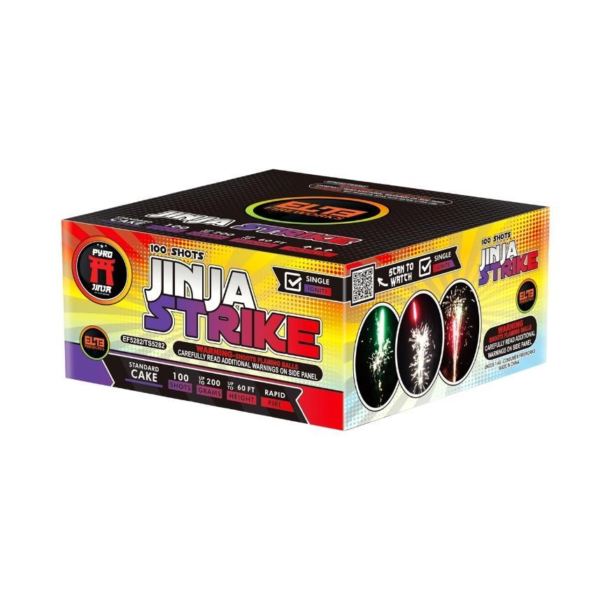 Jinja Strike™ | 100 Shot Aerial Repeater by Pyro Jinja® -Shop Online for Standard Cake at Elite Fireworks!