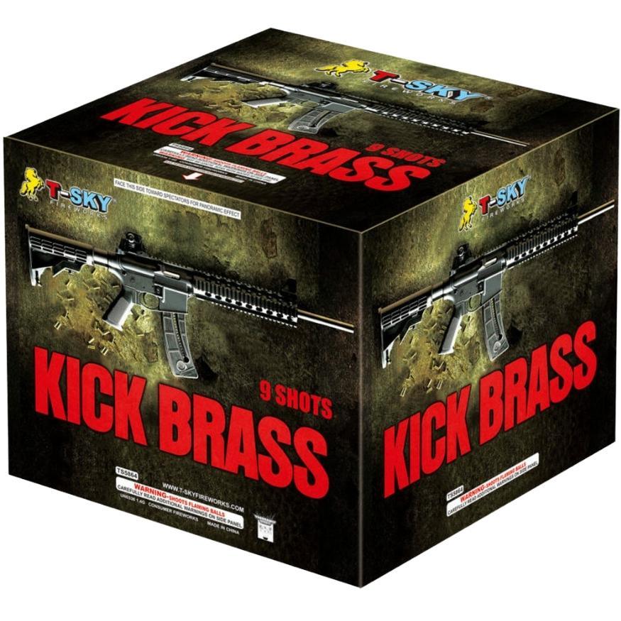 Kick Brass | 9 Shot Aerial Repeater by T-Sky Fireworks -Shop Online for NOAB Cake at Elite Fireworks!