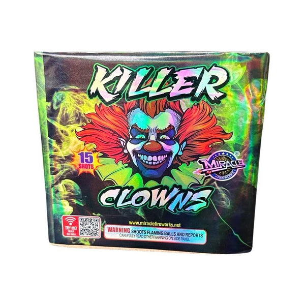 Killer Clown | 180 Shot Box Kit™ - Red Clown - Green Clown - Purple Clown by Pyro Diablo -Shop Online for Standard Cake at Elite Fireworks!