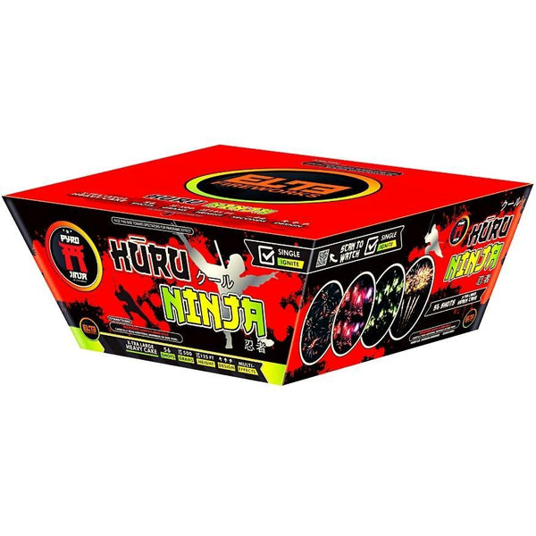 Kūru Warrior Box™ | 133 Shot Box Kit™ - Kūru Ninja™ - Kūru Samurai™ by Pyro Jinja® -Shop Online for X-tra Large Cake™ at Elite Fireworks!