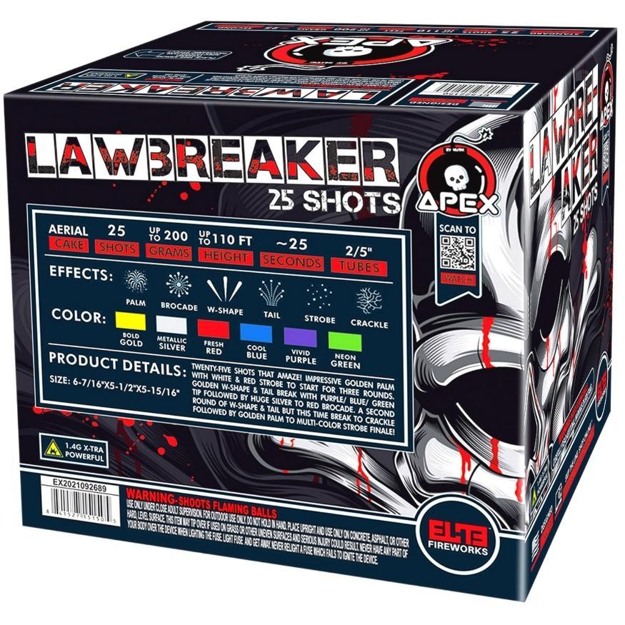 Lawbreaker™ | 25 Shot Aerial Repeater by Apex by Elite!™ -Shop Online for Standard Cake at Elite Fireworks!