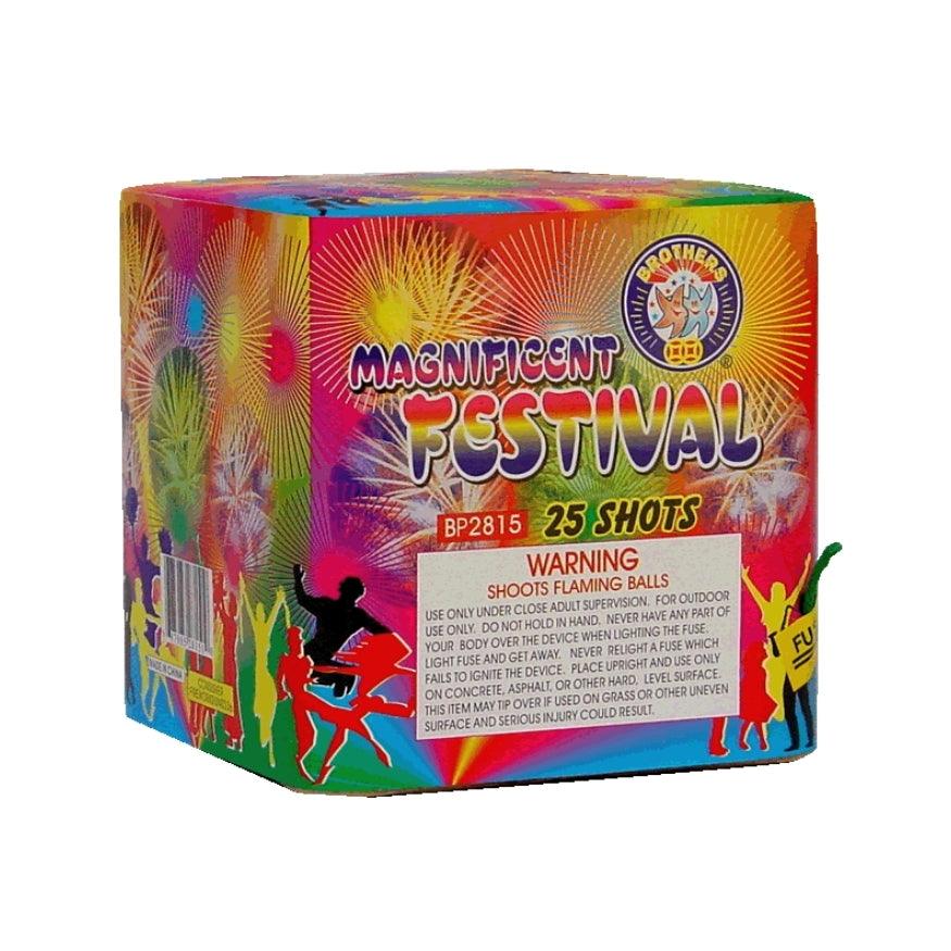 Magnificent Festival | 25 Shot Aerial Repeater by Brothers Pyrotechnics -Shop Online for Standard Cake at Elite Fireworks!