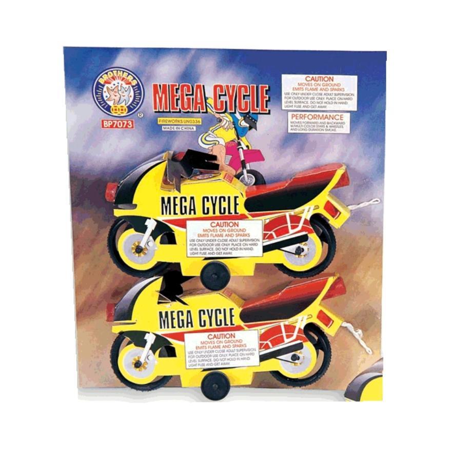 Mega Cycle | Toylike Paper-craft Motorcycle Shape Ground Novelty by Brothers Pyrotechnics -Shop Online for Large Novelty at Elite Fireworks!