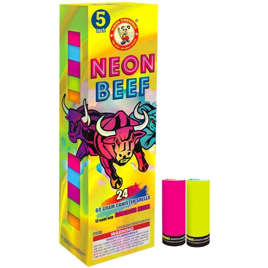 Neon Beef | 24 Break Artillery Shell by Winda Fireworks -Shop Online for X-tra Large Canister Kit™ at Elite Fireworks!