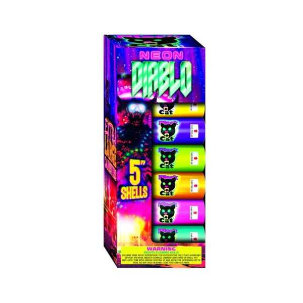 Neon Diablo 6 | 6 Break Artillery Shell by Black Cat Fireworks -Shop Online for X-tra Large Canister Kit™ at Elite Fireworks!