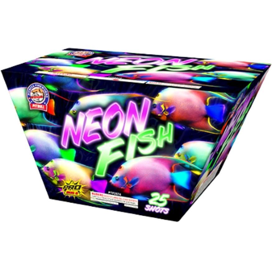 Neon Fish | 25 Shot Aerial Repeater by Pitbull Fireworks -Shop Online for X-tra Large Cake™ at Elite Fireworks!