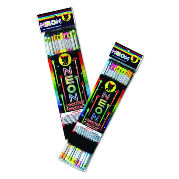 Neon Master Missiles | 13.5" Rocket Projectile by Black Cat Fireworks -Shop Online for Standard Rocket at Elite Fireworks!