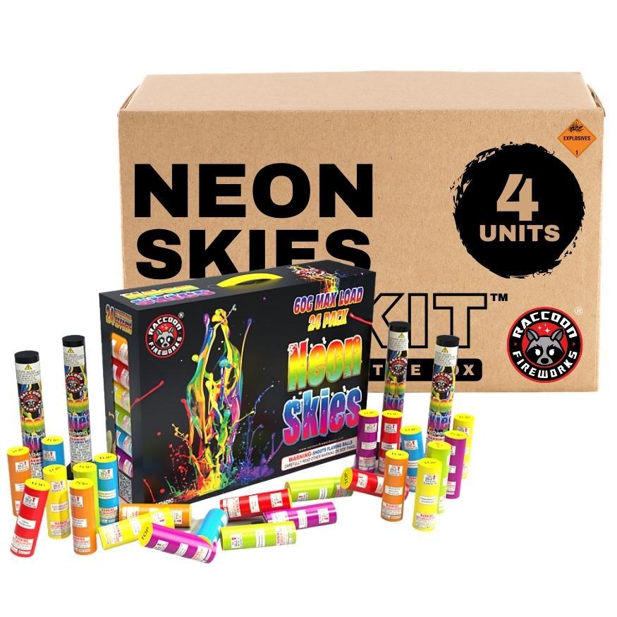 Neon Skies | 24 Break Artillery Shell by Raccoon Fireworks -Shop Online for Large Canister Kit™ at Elite Fireworks!
