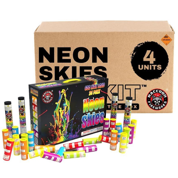 Neon Skies | 24 Break Artillery Shell by Raccoon Fireworks -Shop Online for Large Canister Kit™ at Elite Fireworks!