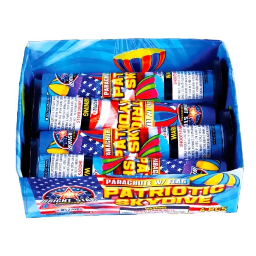 Patriotic Skydive | Single Shot Daytime Parachute by Bright Star Fireworks -Shop Online for Large Parachute at Elite Fireworks!