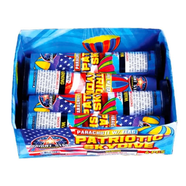 Patriotic Skydive | Single Shot Daytime Parachute by Bright Star Fireworks -Shop Online for Large Parachute at Elite Fireworks!