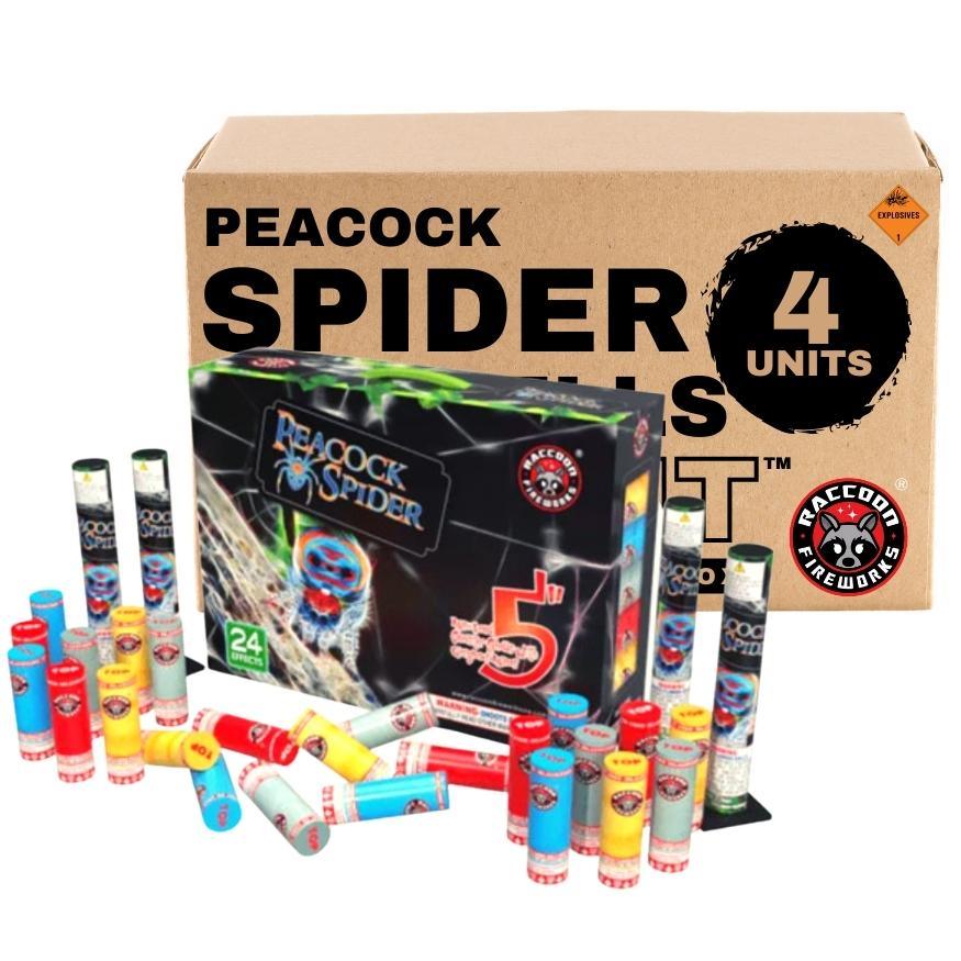Peacock Spider | 24 Break Artillery Shell by Raccoon Fireworks -Shop Online for X-tra Large Canister Kit™ at Elite Fireworks!