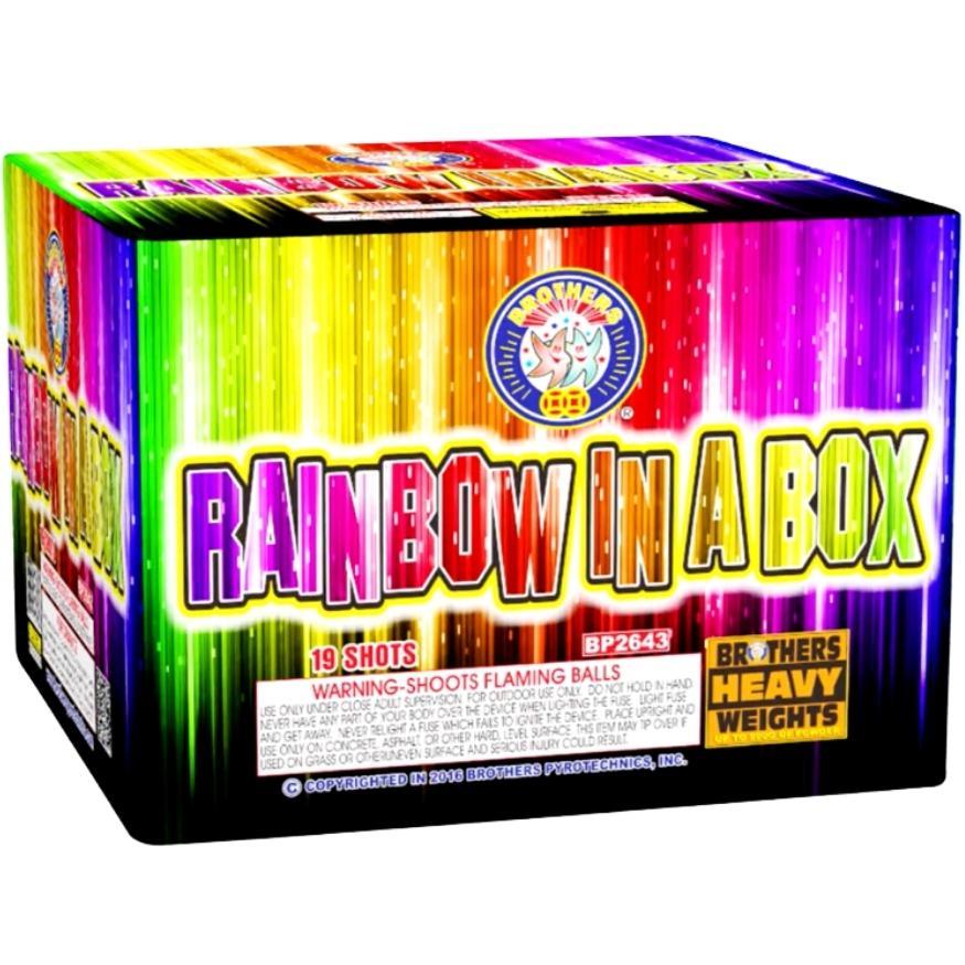 Rainbow In A Box | 19 Shot Aerial Repeater by Brothers Pyrotechnics -Shop Online for X-tra Large Cake™ at Elite Fireworks!