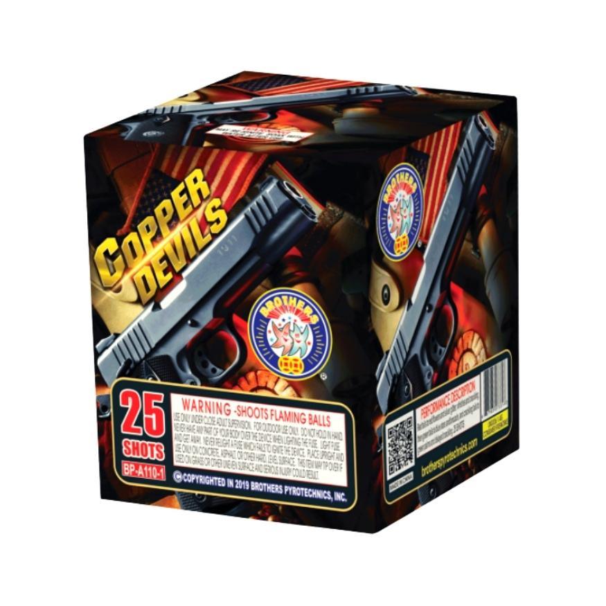 Rap Sheet | 300 Shot Box Kit™ - Crimson Bulls - Copper Devils - Sapphire Clan by Brothers Pyrotechnics -Shop Online for Standard Cake at Elite Fireworks!