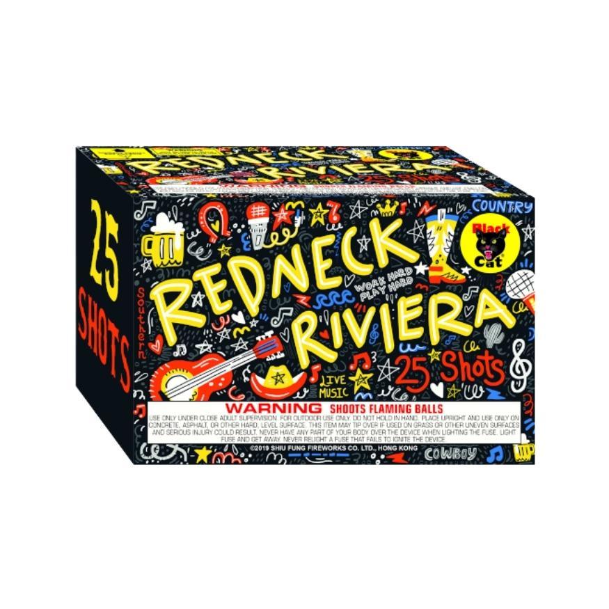 Redneck Riviera | 25 Shot Aerial Repeater by Black Cat Fireworks -Shop Online for Standard Cake at Elite Fireworks!