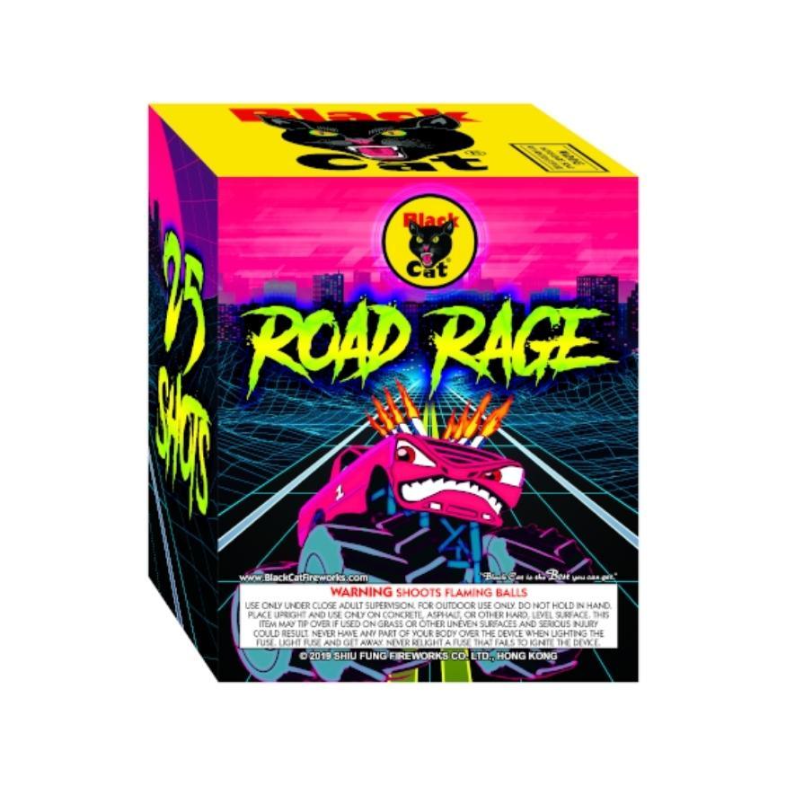 Road Rage | 25 Shot Aerial Repeater by Black Cat Fireworks -Shop Online for Standard Cake at Elite Fireworks!